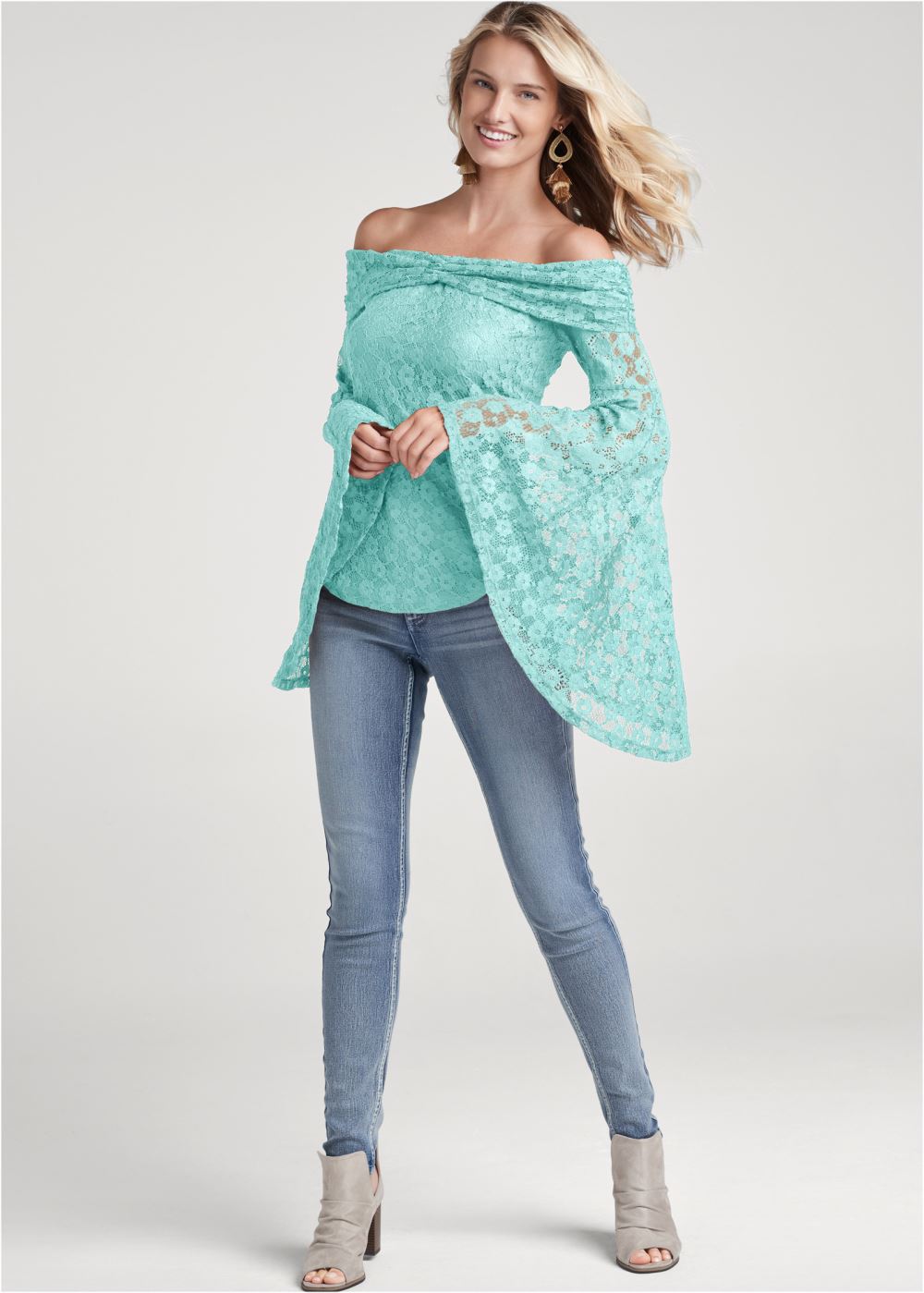 Venus Plus Size Lace Off-The-Shoulder Top