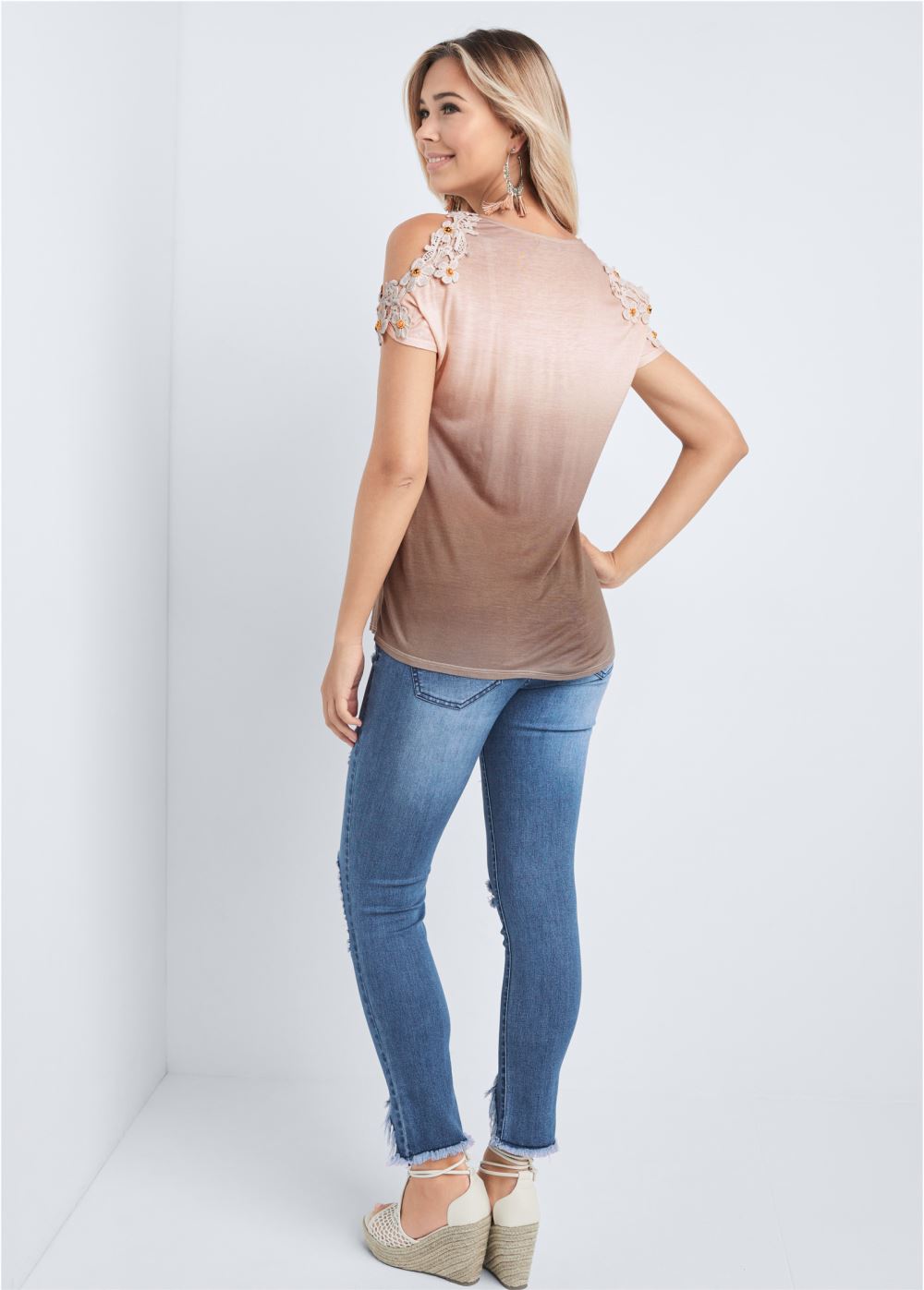 Venus Plus Size Ombre Cold-Shoulder Top