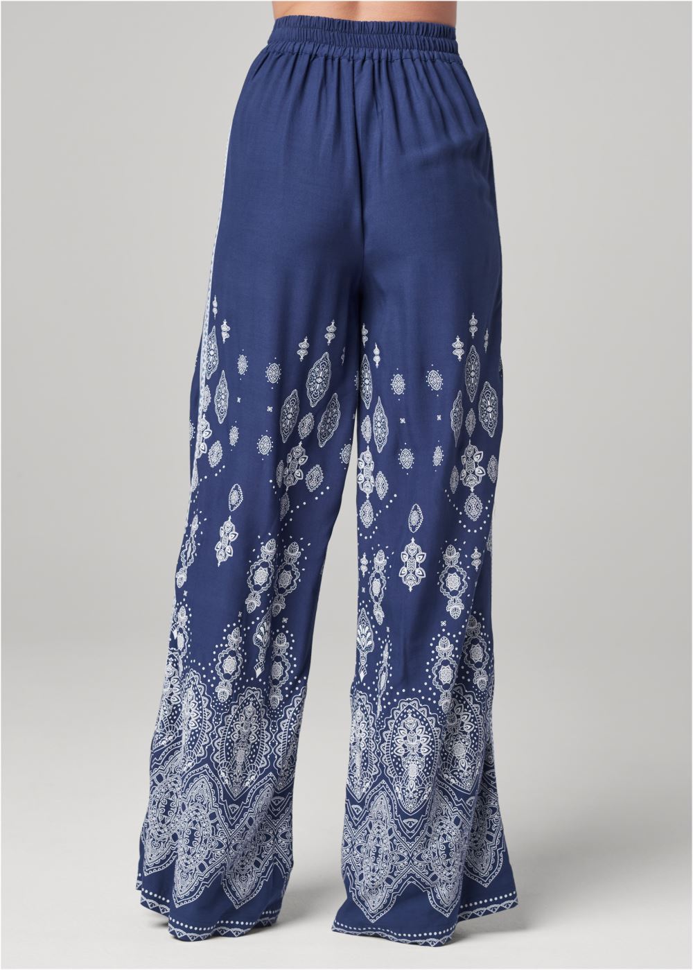Venus Plus Size Bandana Print Wide Leg Pants in Blue Multi