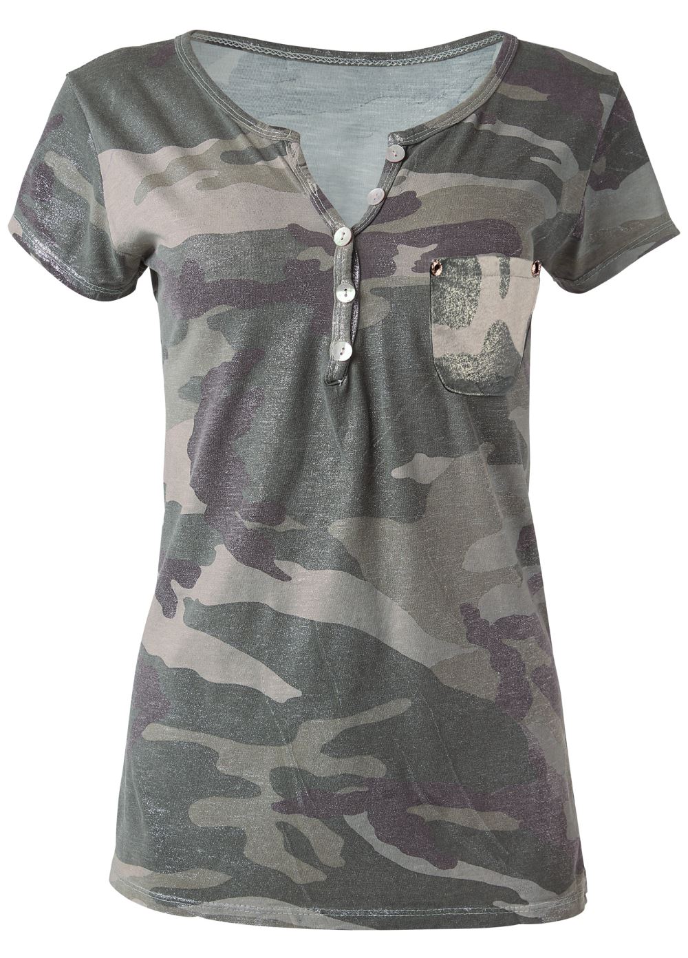 Venus Plus Size Camo Pocket Top