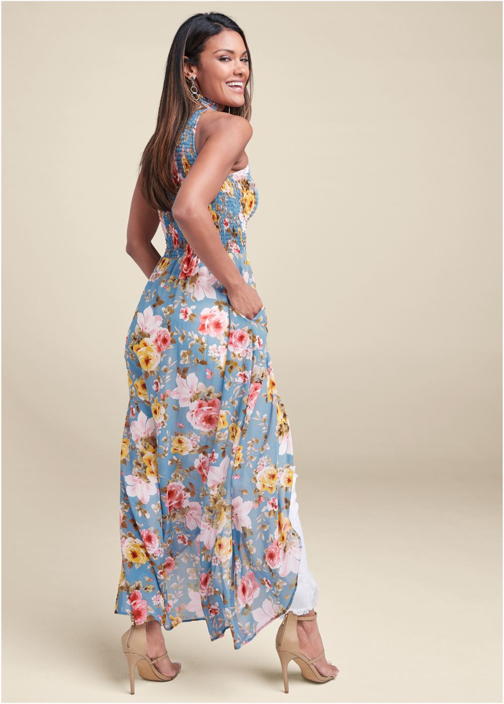 Venus Plus Size Smocked Maxi Top