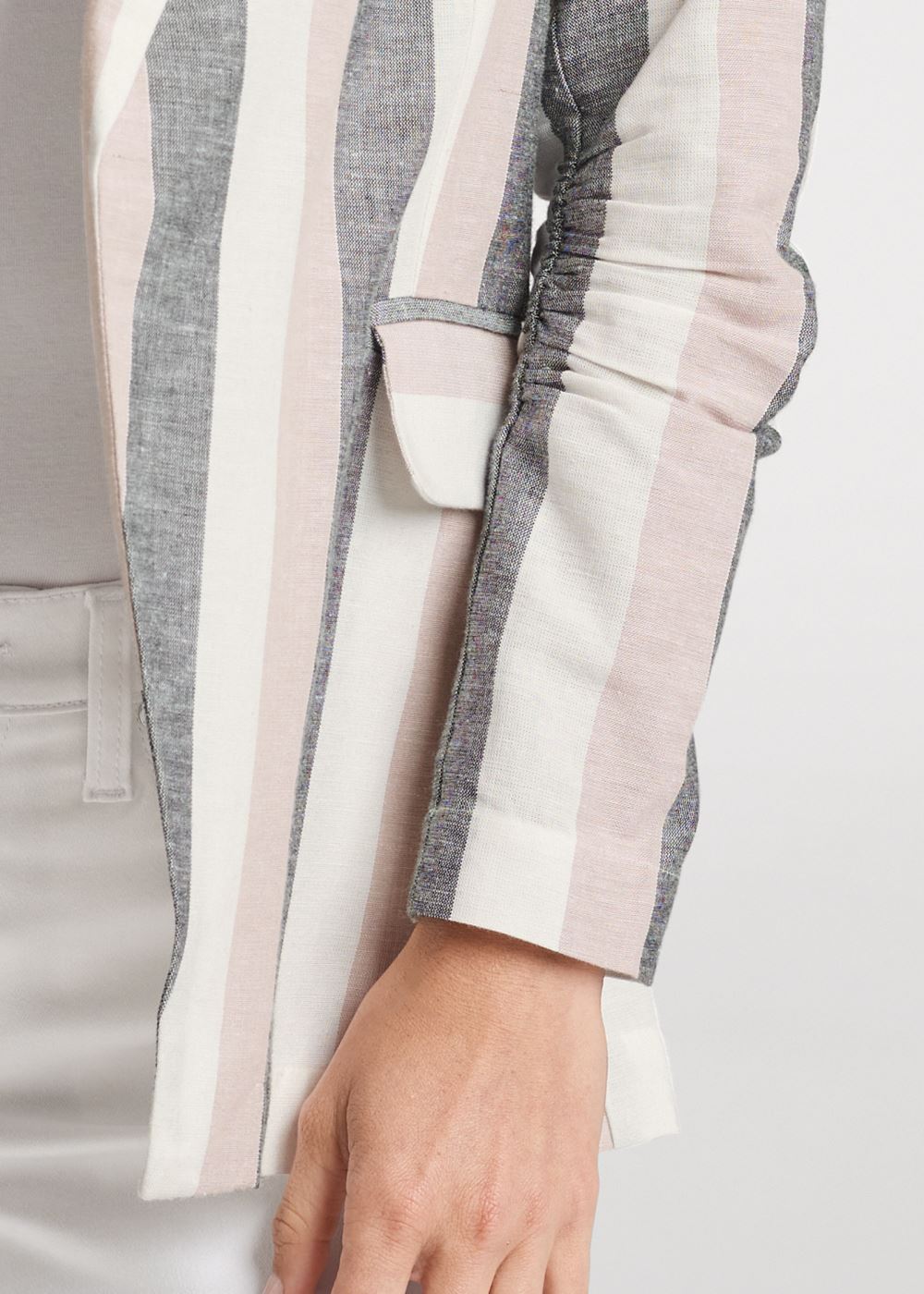 Venus White Multi STRIPED LINEN BLAZER