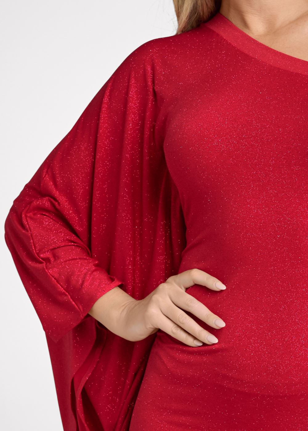 Venus Red ONE-SHOULDER SHIMMER DRESS