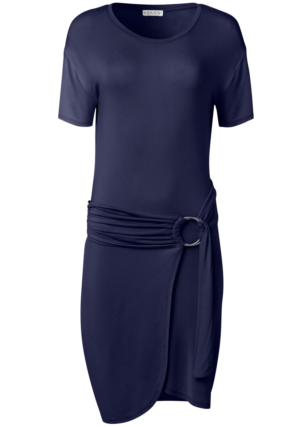 Venus Navy Side Wrap Mini Dress