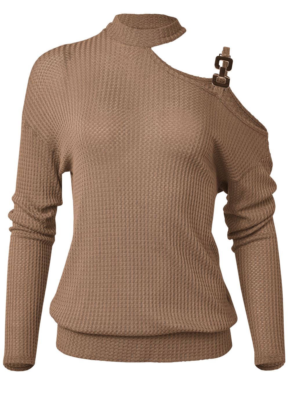 Venus Plus Size Chain Strap Waffle Knit Top
