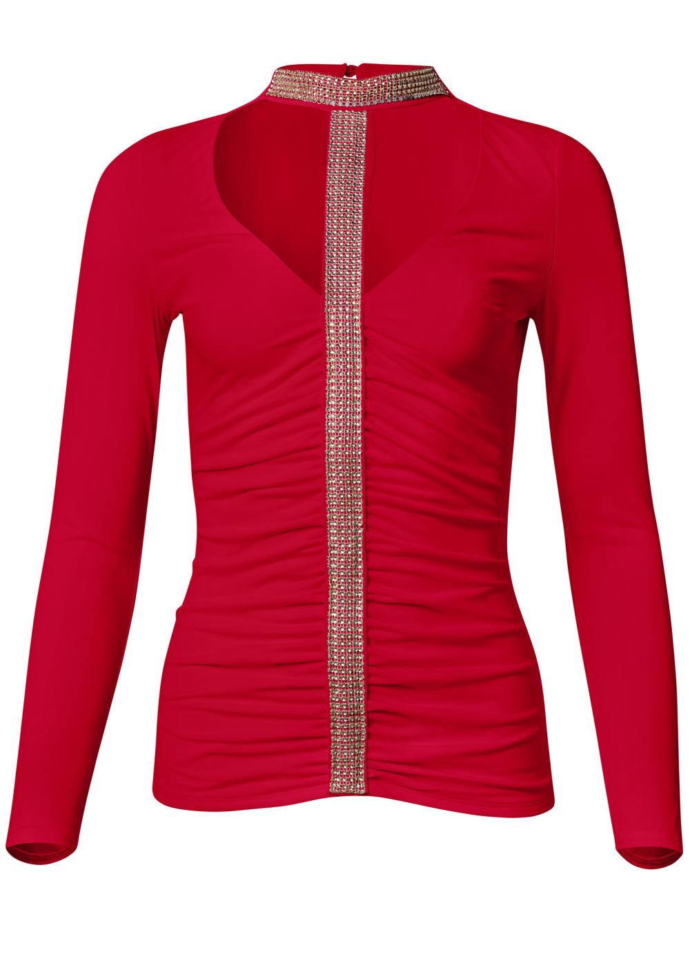 Venus Plus Size Embellished Trim Ruched Top
