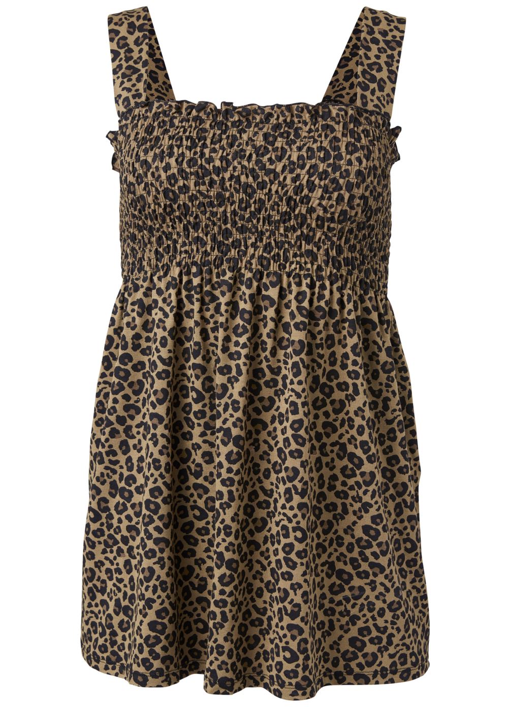 Venus Plus Size Smocked Leopard Tunic