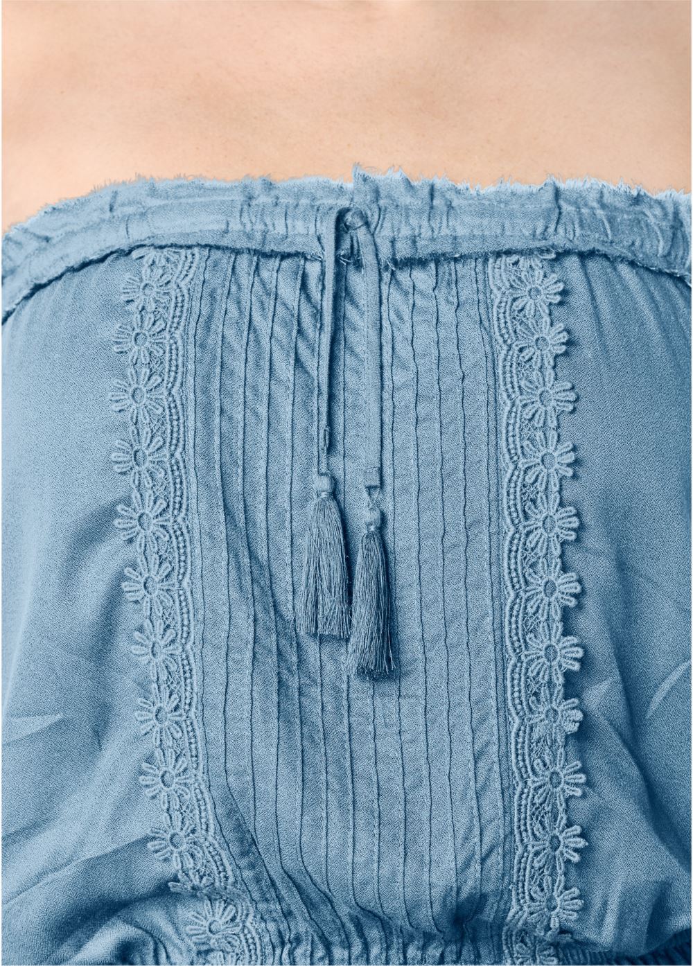 Venus Light Blue TASSEL DETAIL STRAPLESS TOP