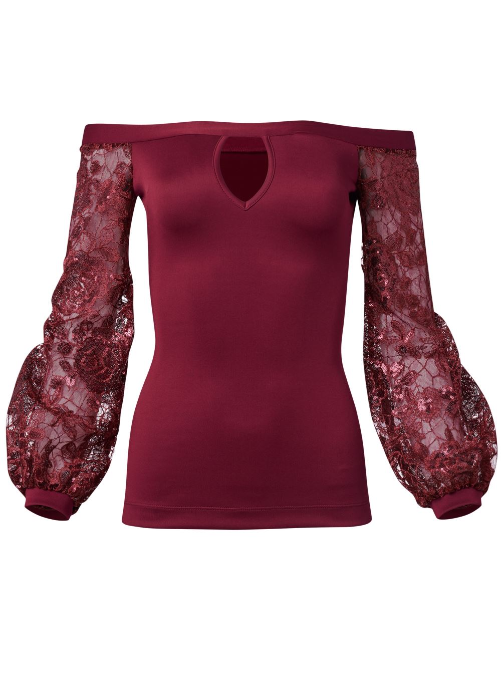 Venus Plus Size Embellished Lace Sleeve Top