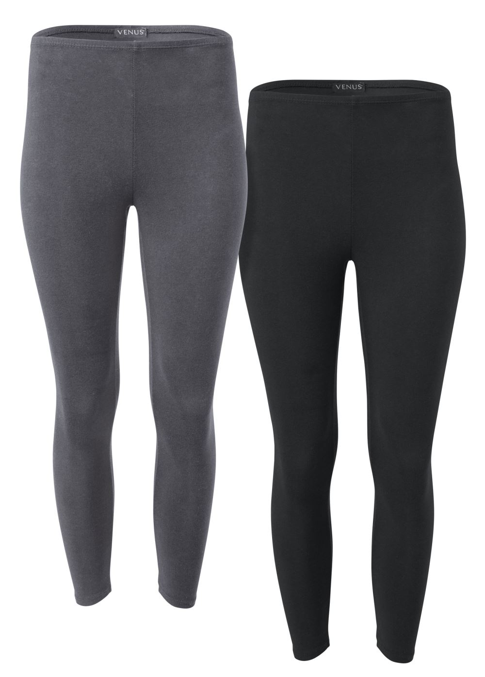 Venus Plus Size Two-Pack Cropped Leggings in Black & Grey