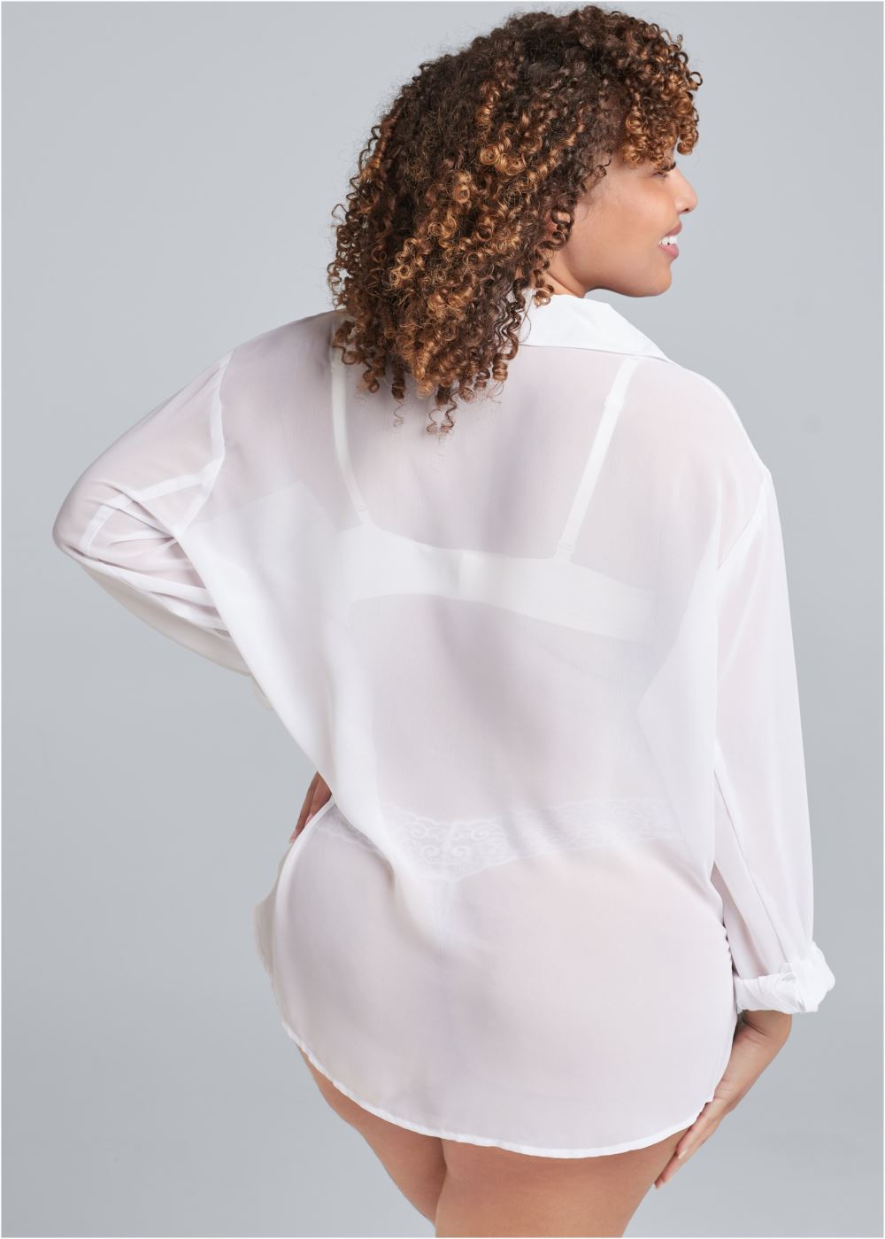 Venus Plus Size Sheer Button-Up Sexy Shirt