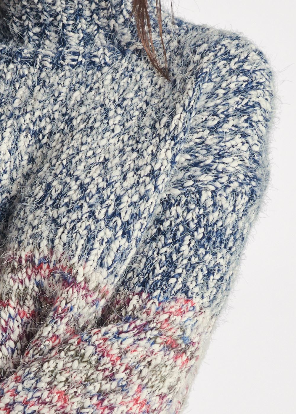 Venus Plus Size Marled Knit Mock-Neck Sweater in Blue Multi