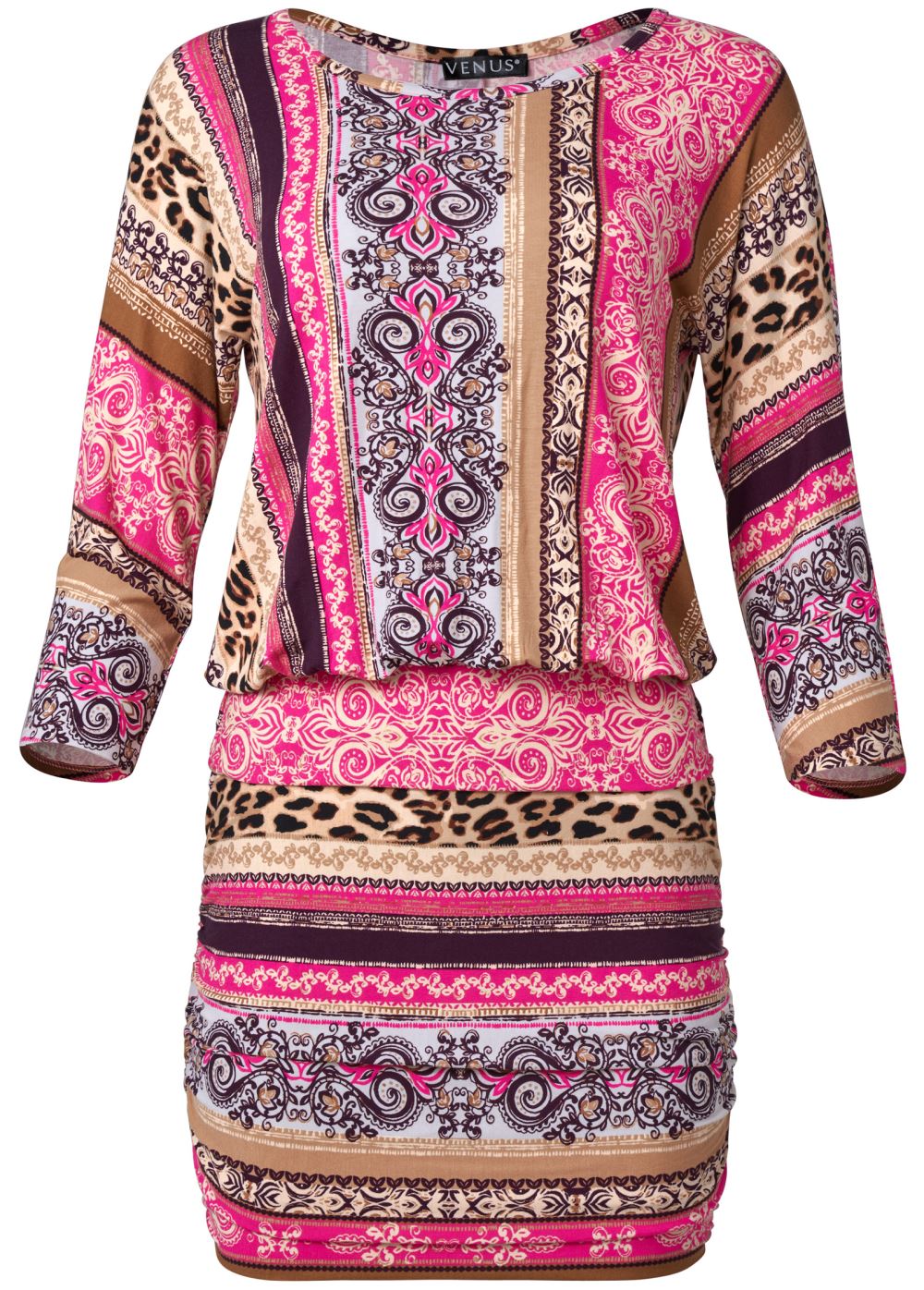 Venus Pink Multi Ruched Detail Dress