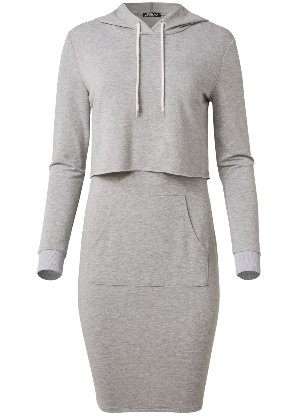Venus Plus Size Layered Lounge Dress Set in Heather Grey