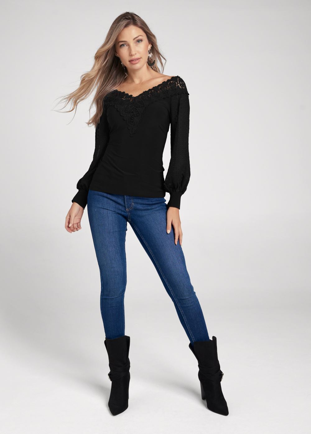 Venus Plus Size Lace Neckline Top