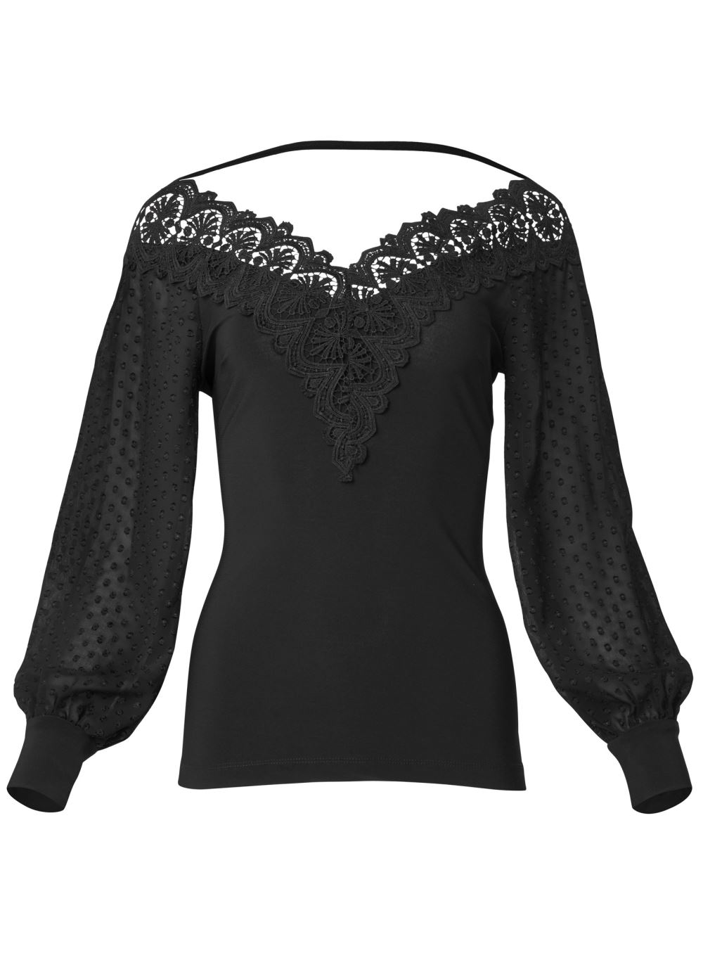Venus Plus Size Lace Neckline Top