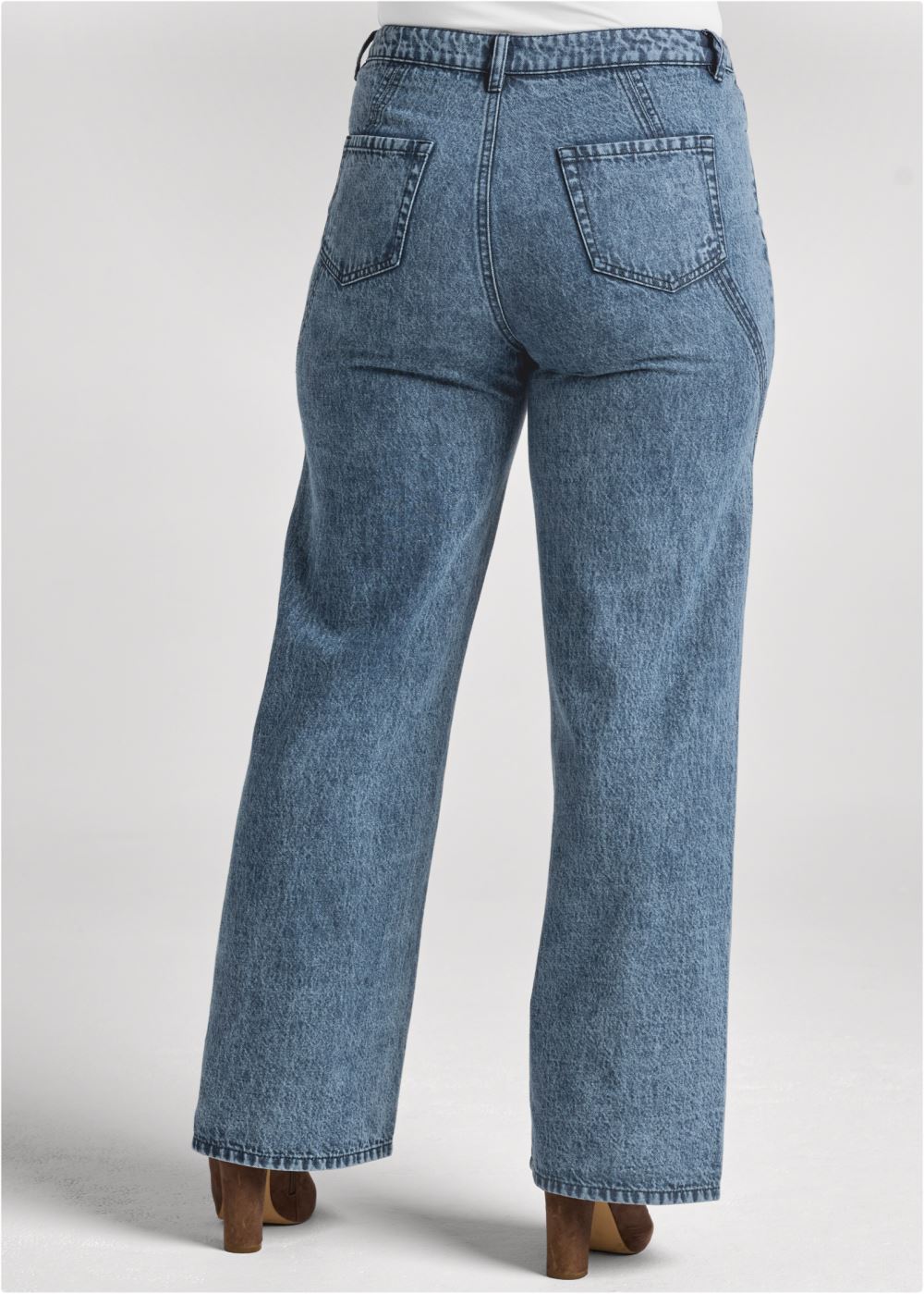 Venus Plus Size New Vintage Lace-Up Jeans in Dark Cool Wash