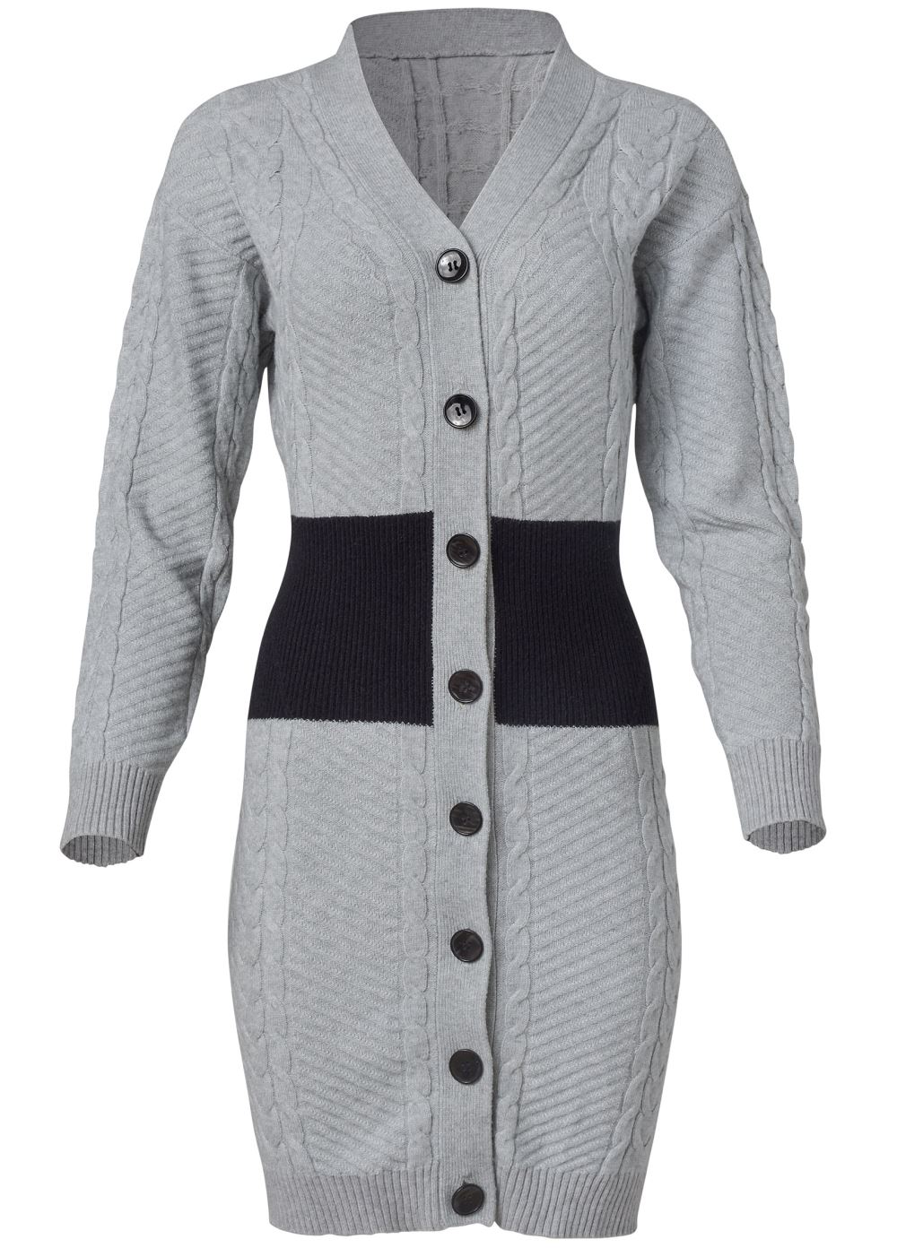 Venus Plus Size Colorblock Cardigan in Grey Multi