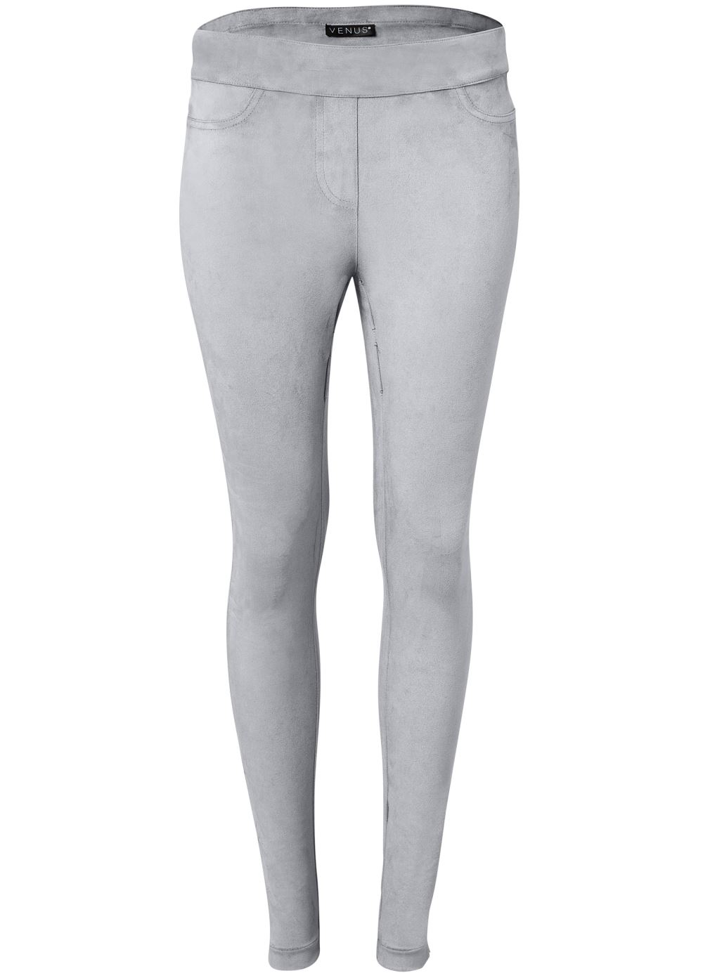 Venus Grey Pull-On Faux-Suede Skinny Pants