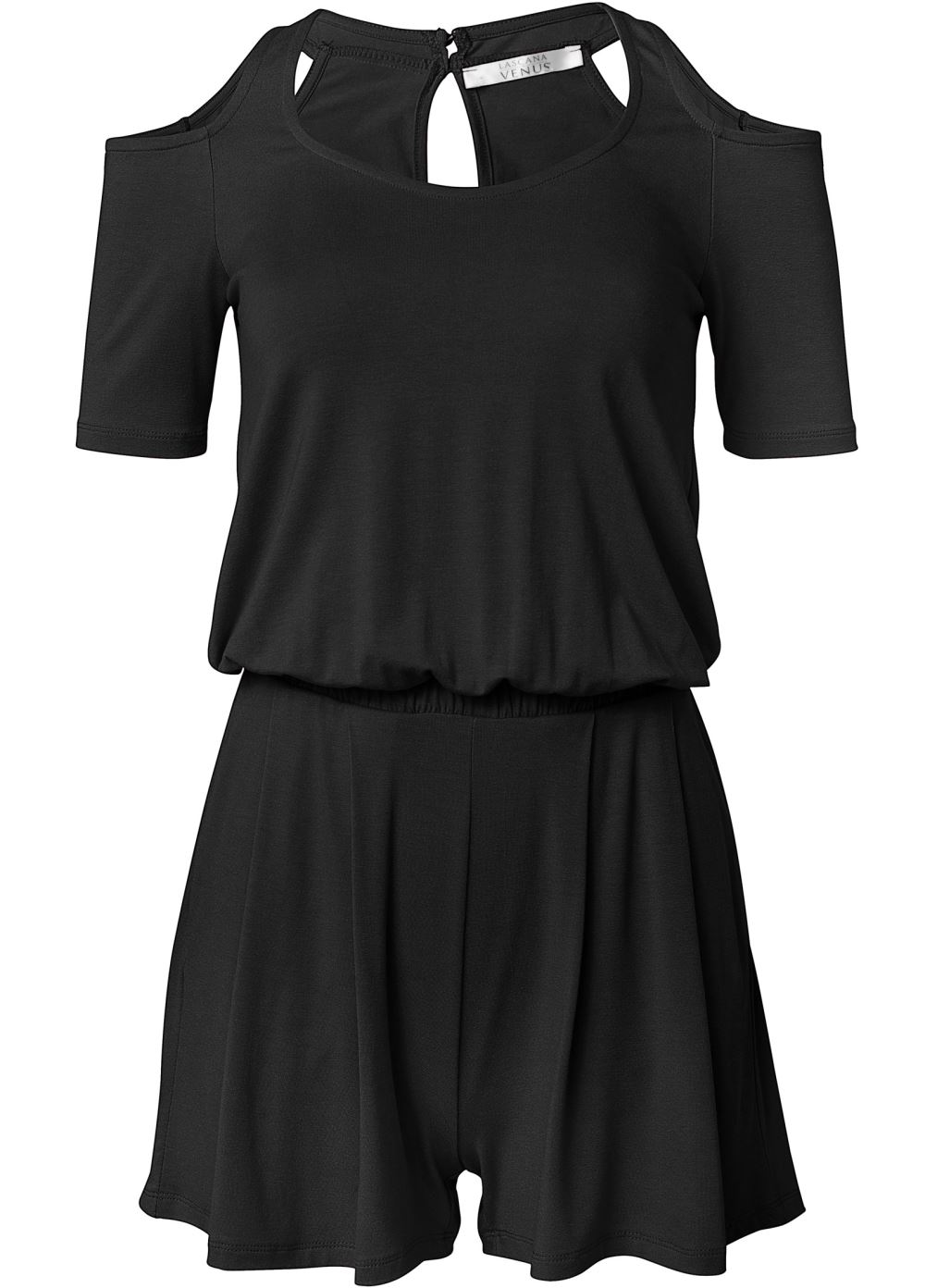 Venus Plus Size Cold-Shoulder Romper in Black