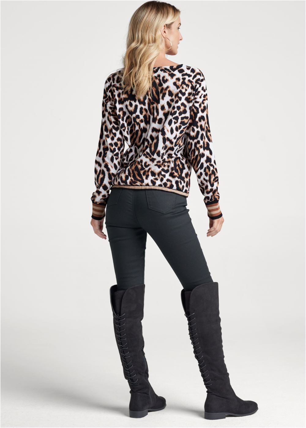Venus Plus Size Mixed Print Sweater in White