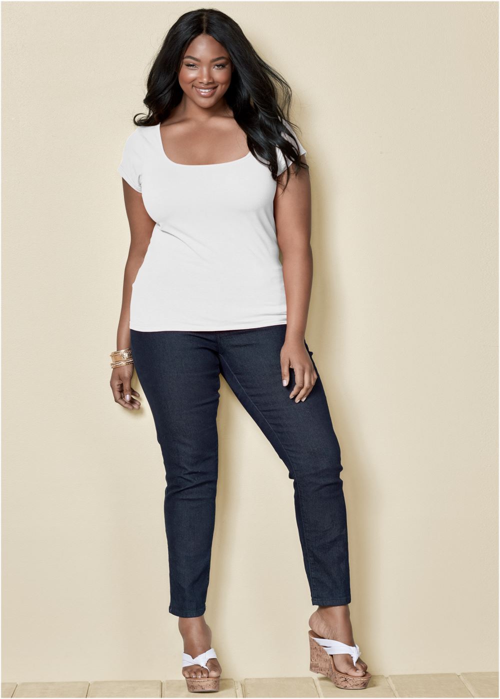 Venus White Square Neck Top