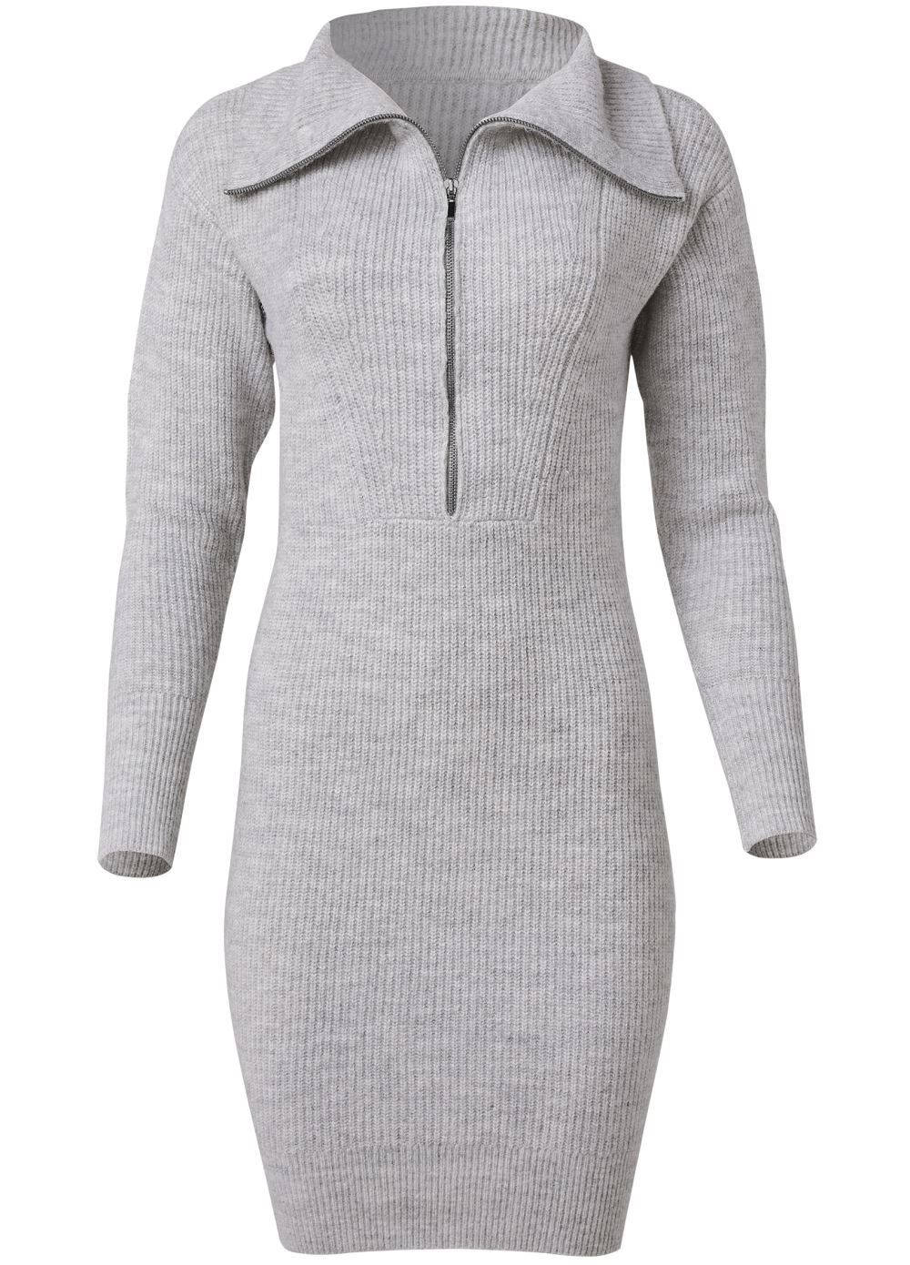 Venus Heather Grey ZIP FRONT SWEATER DRESS
