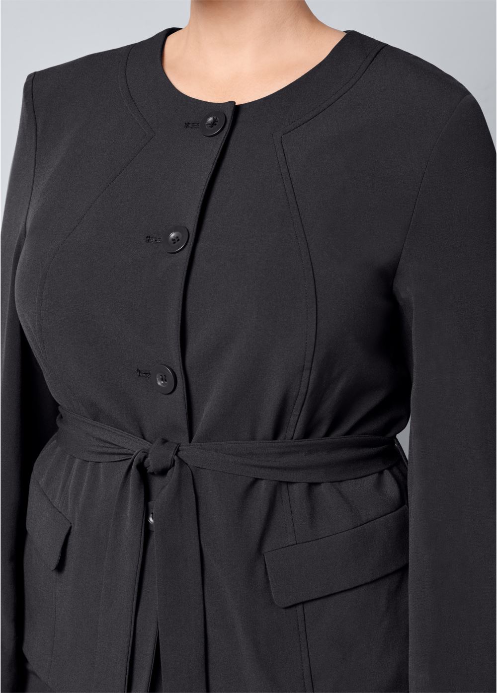 Venus Belted Pant Suit Set in Dark Grey