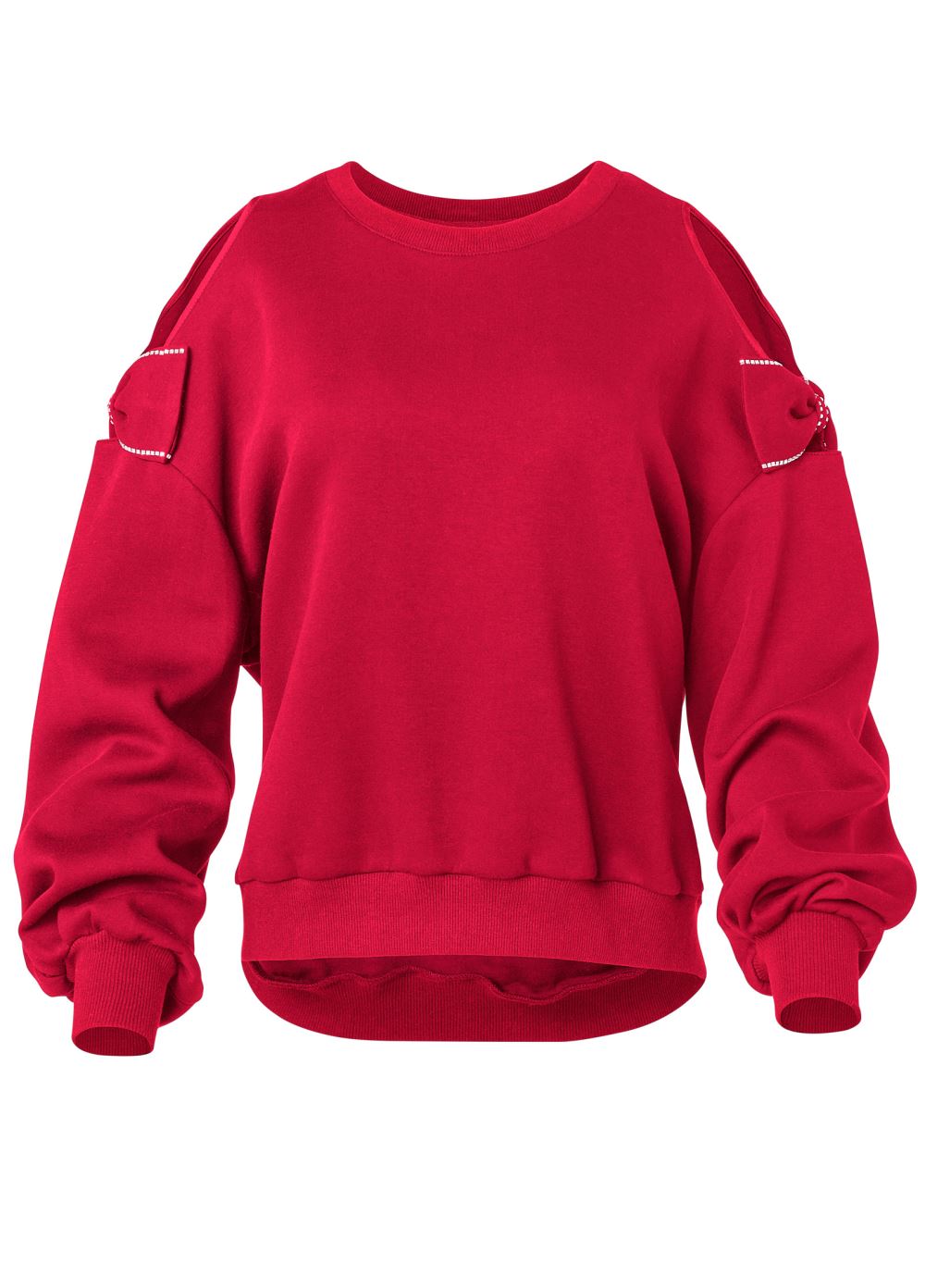 Venus Plus Size Bow Tie Sleeve Sweatshirt