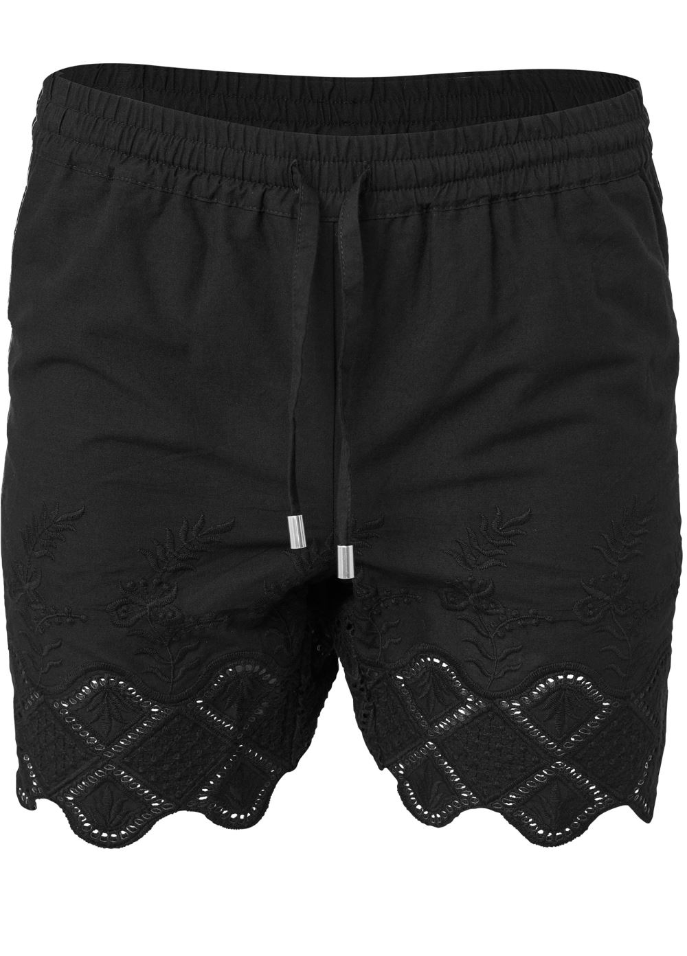Venus Plus Size Crochet Trim Linen Shorts - Black