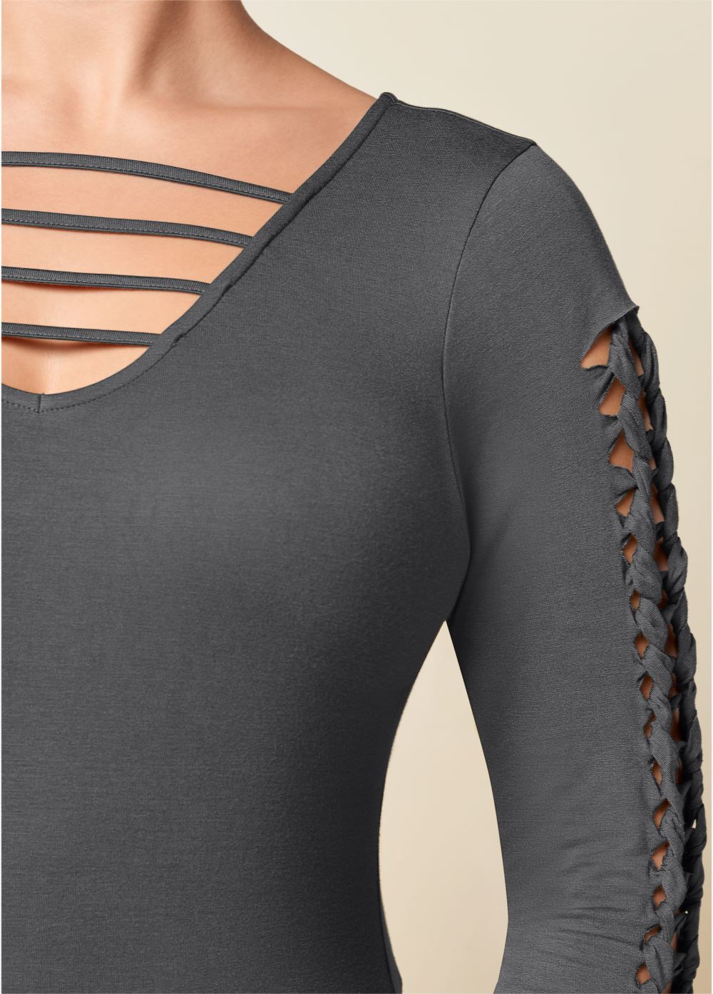 Venus Plus Size Cut Out Sleeve Detail Top