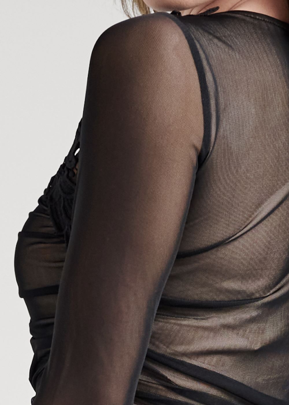 Venus Plus Size Ruched Lace Detail Top
