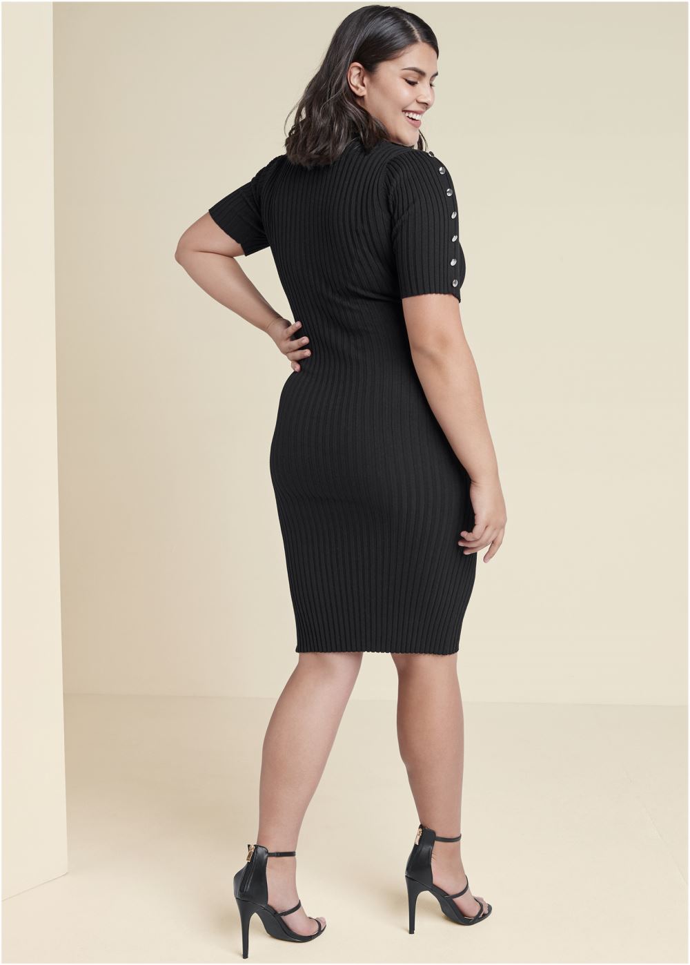 Venus Black BUTTON DETAIL SWEATER DRESS