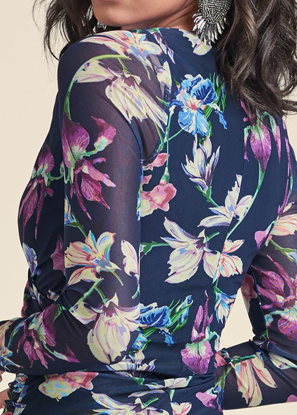 Venus Plus Size Bahamian Floral Mesh Top