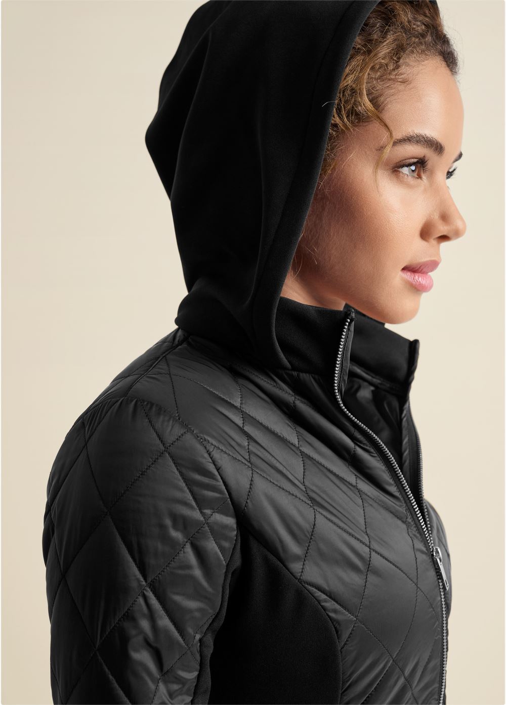 Venus Plus Size Quilted Puffer Jacket in Black