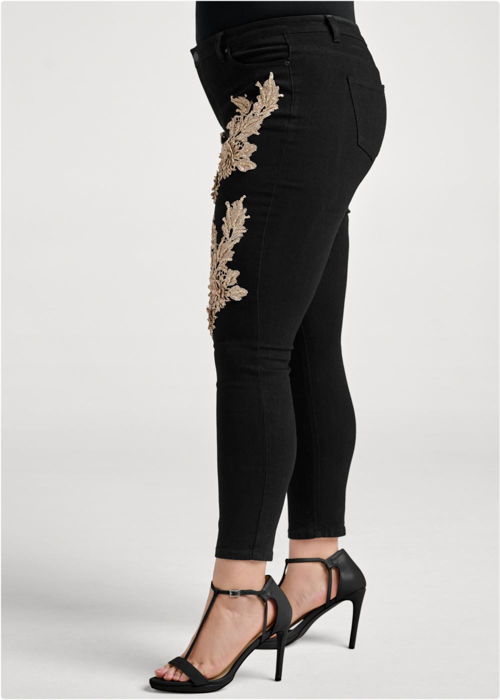 Venus Black Multi FLORAL EMBELLISHED JEANS