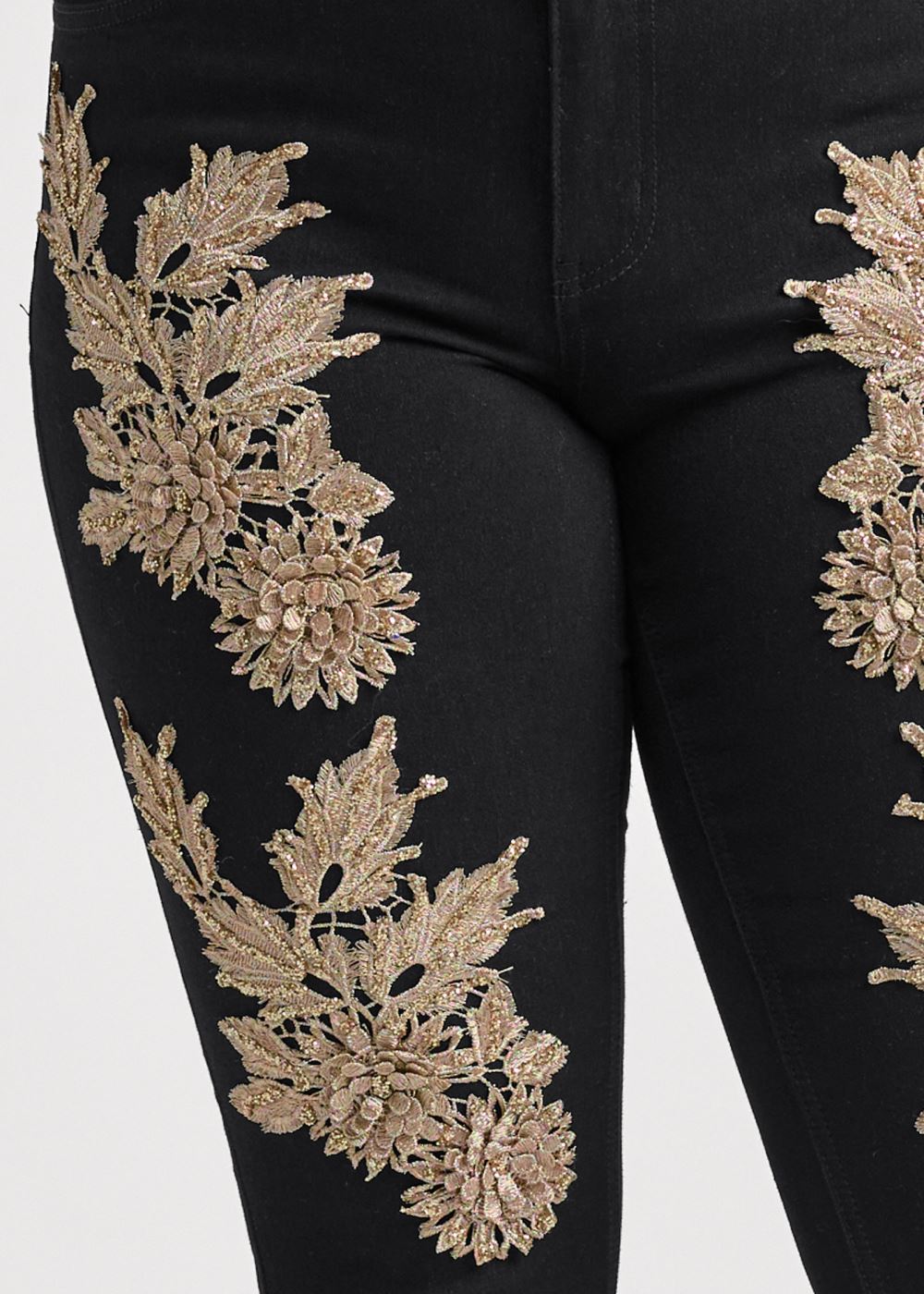 Venus Black Multi FLORAL EMBELLISHED JEANS