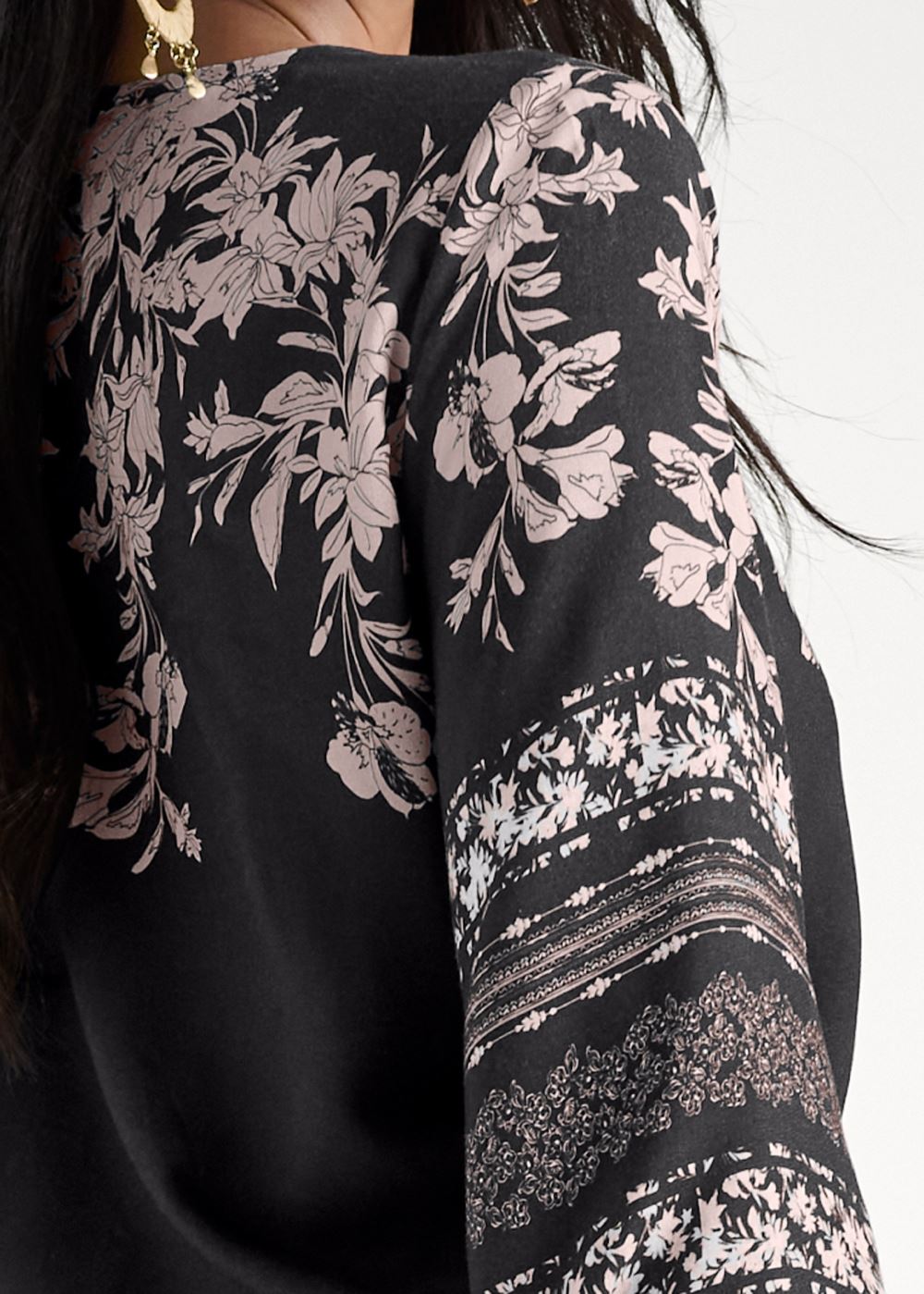 Venus Plus Size Bell Sleeve Print Wrap Top