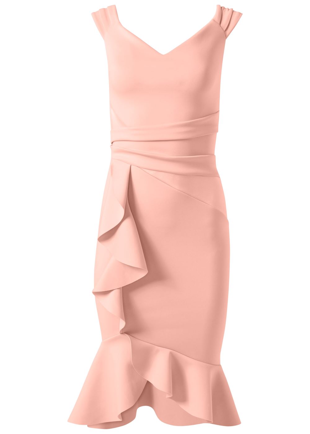 Venus Plus Size Cap Sleeve Ruffle Detail Dress