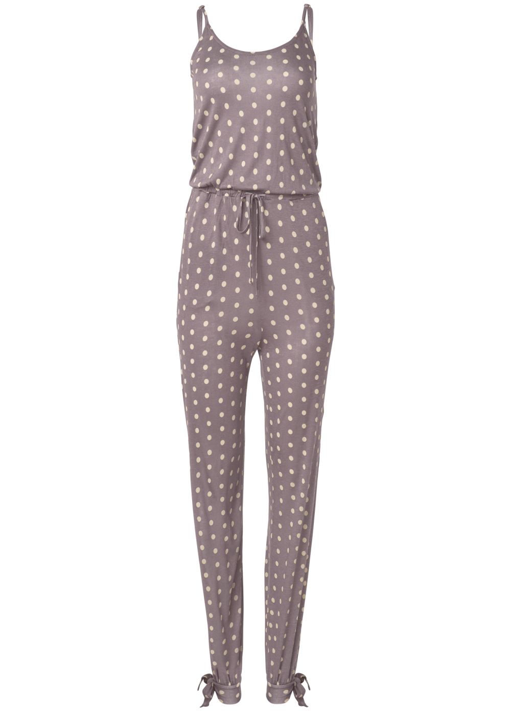 Venus Plus Size Polka Dot Jumpsuit in Taupe