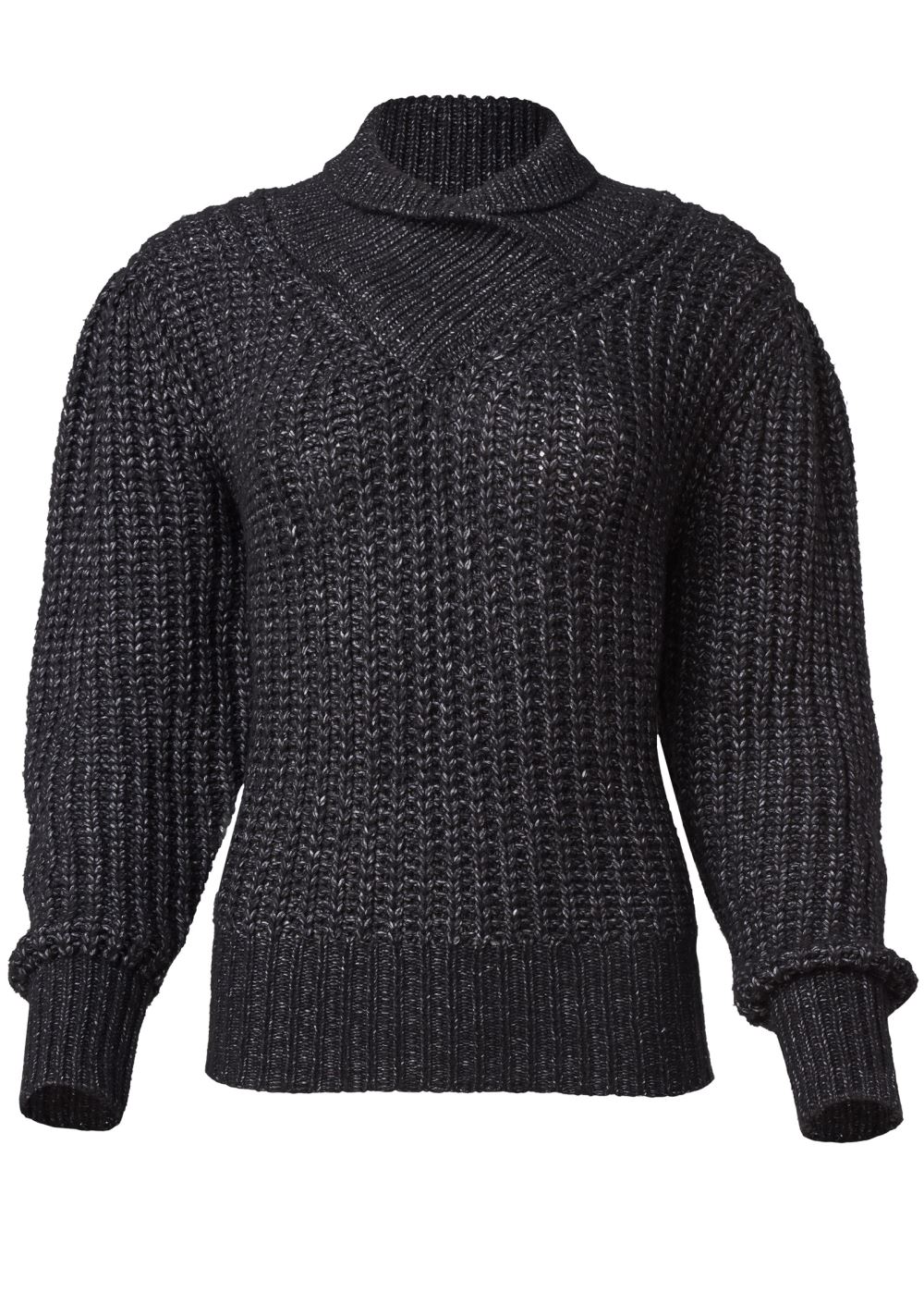 Venus Plus Size Wrapped Turtleneck Sweater in Black Multi