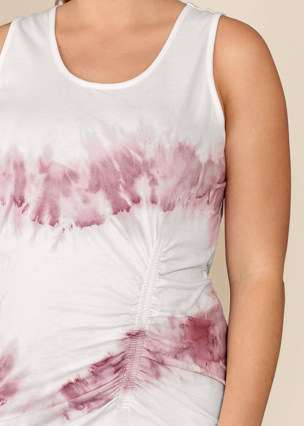 Venus Plus Size Tie Dye Ruched Lounge Dress in White & Purple