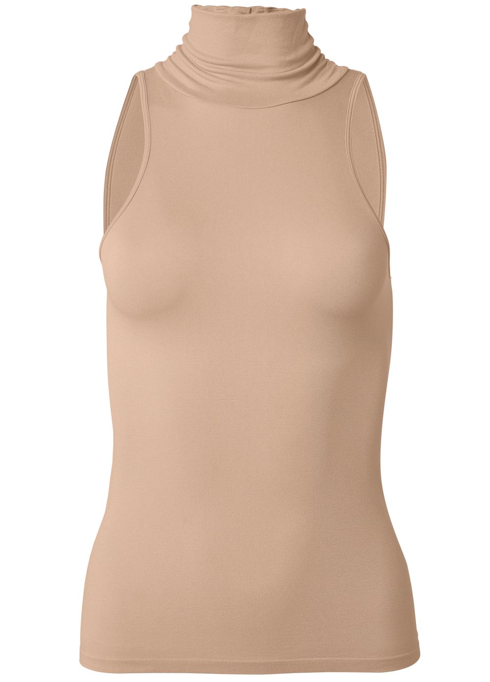 Venus Tan Mock-neck seamless top