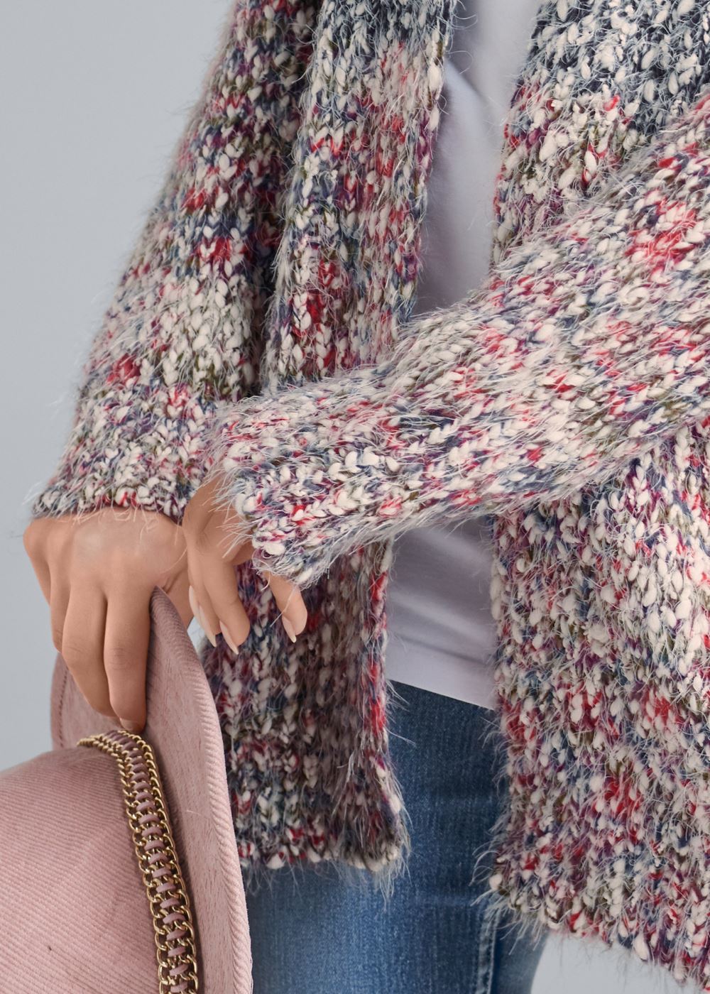Venus Plus Size Marled Knit Cardigan in Blue Multi