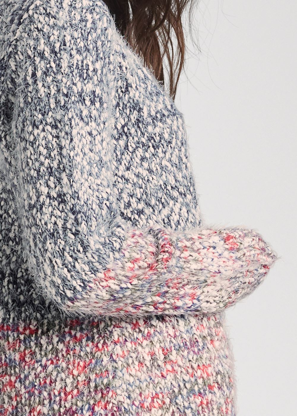 Venus Plus Size Marled Knit Cardigan in Blue Multi