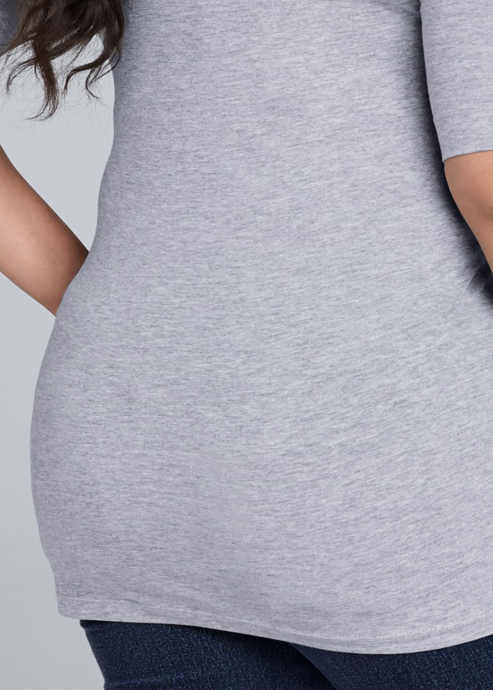 Venus Light Heather Grey Long And Lean V-Neck Tee