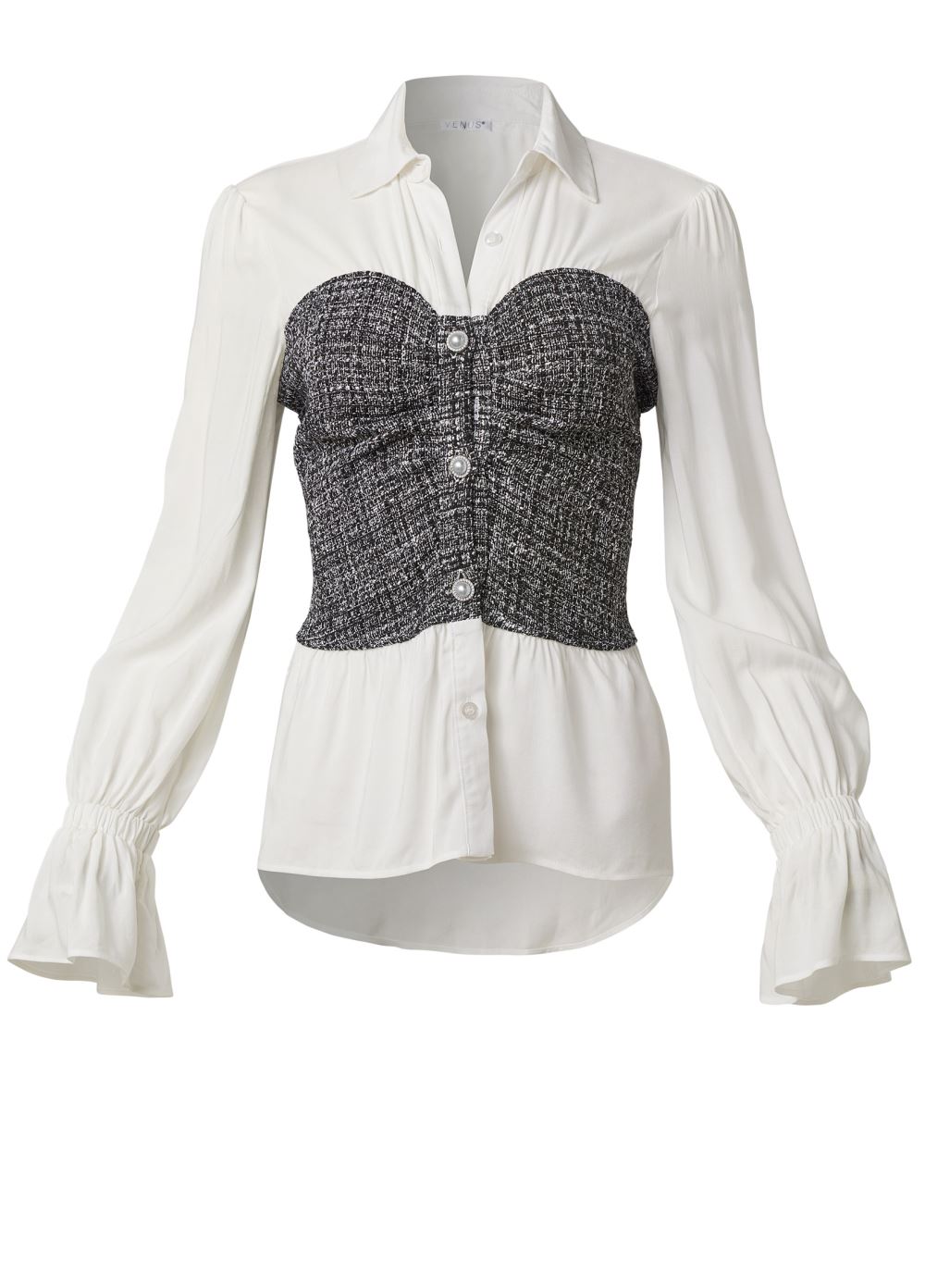 Venus Plus Size Tweed Bustier Blouse