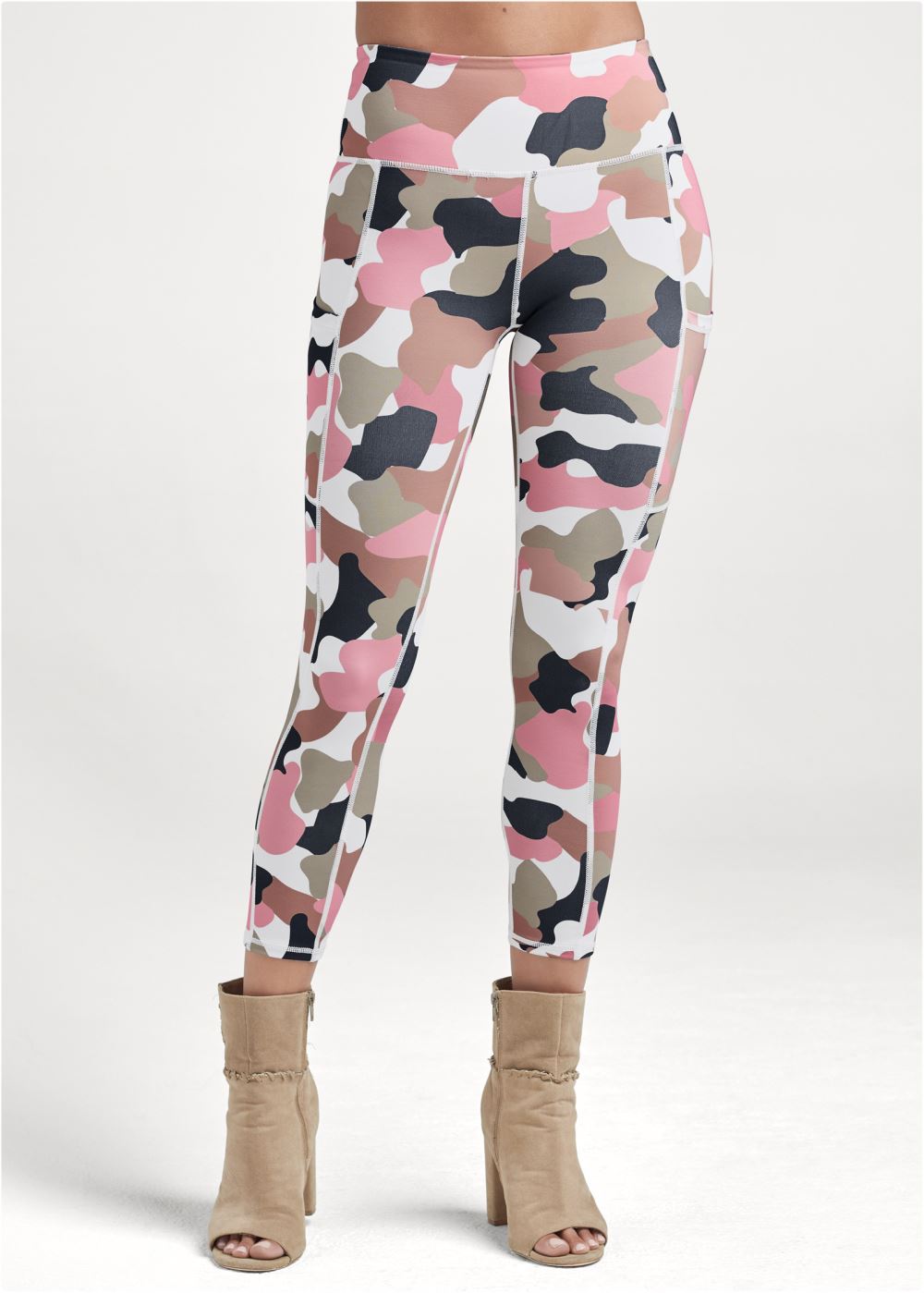 Venus Brown Multi Pocket Capri Active Leggings
