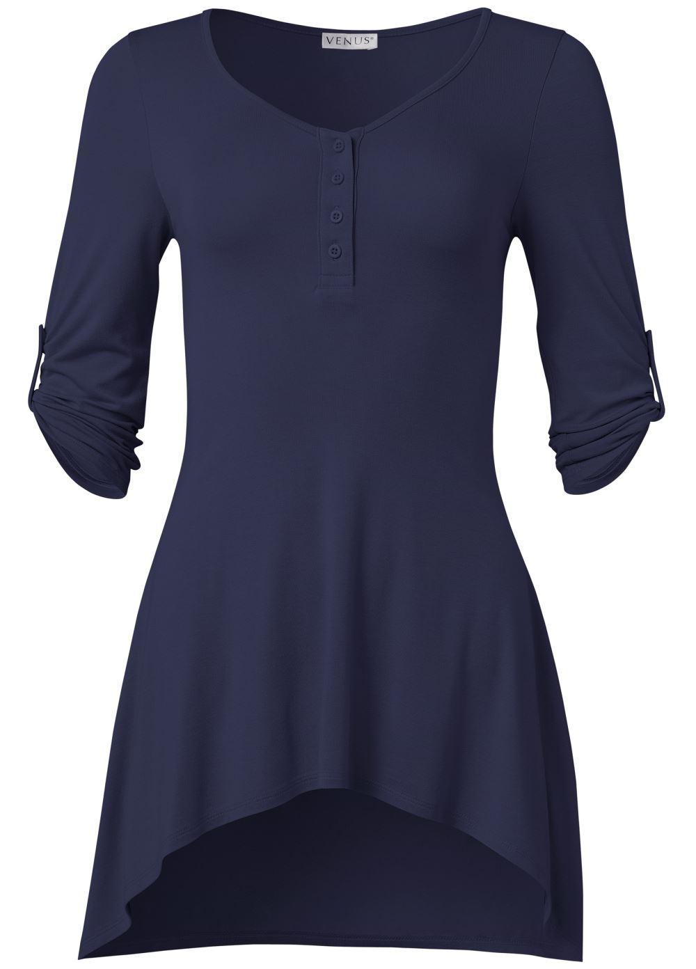Venus Plus Size Henley High-Low Top