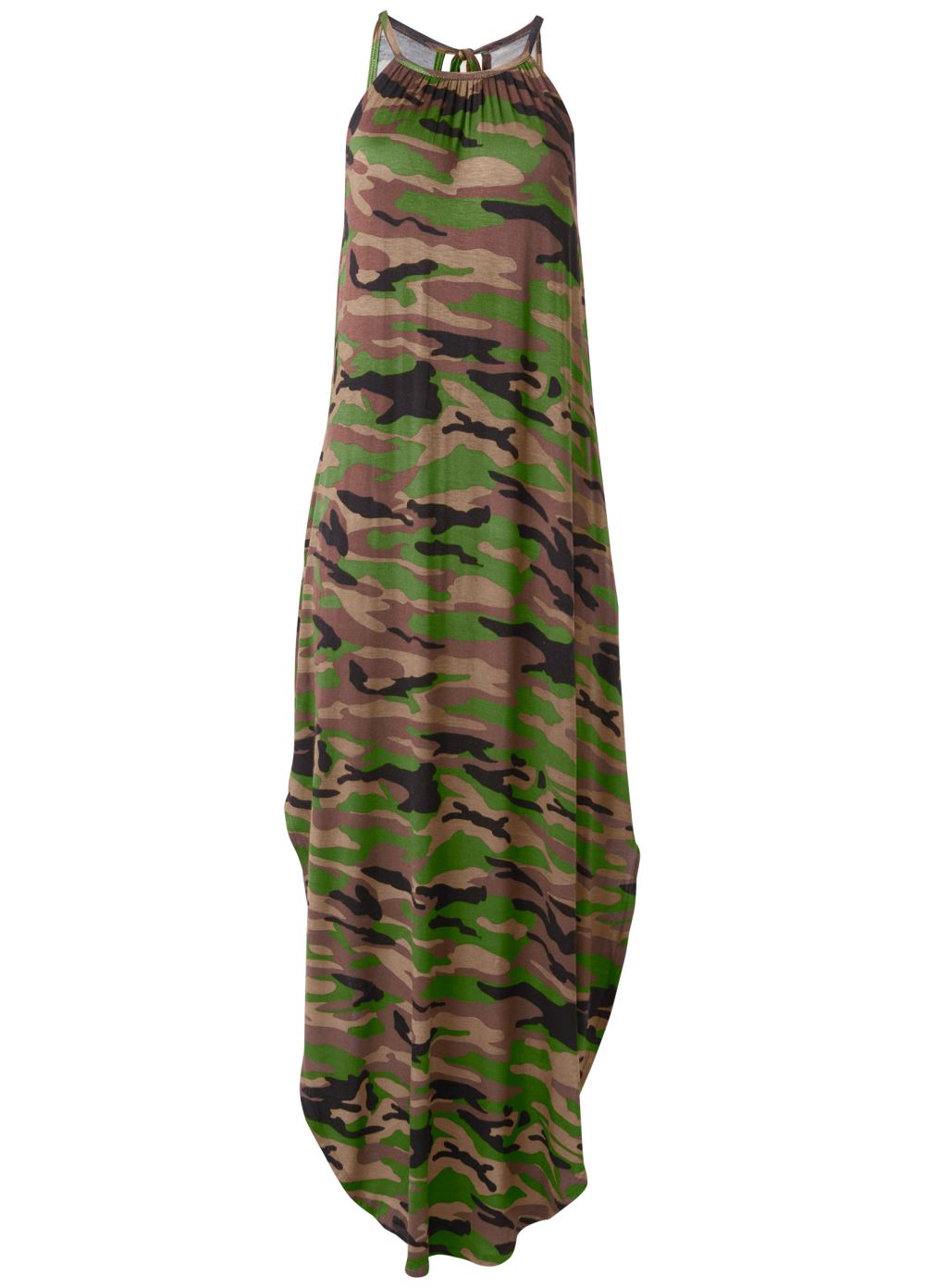 Venus Olive Multi TIE NECK MAXI DRESS